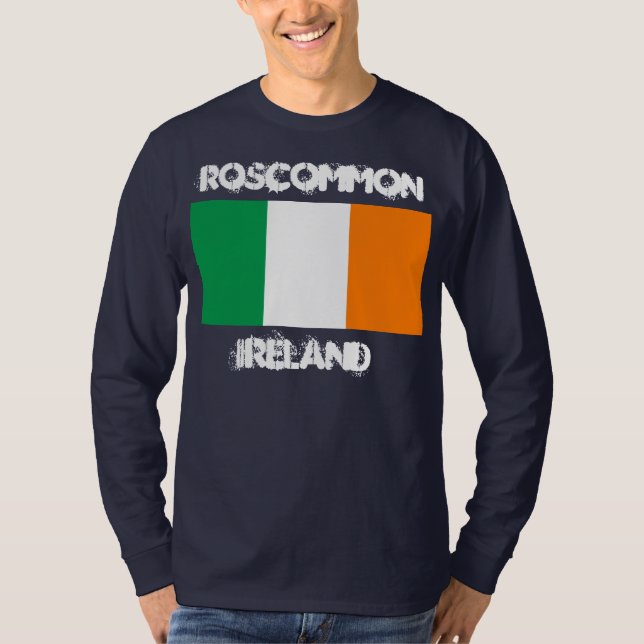 Roscommon, Ireland with Irish flag T-Shirt (Front)