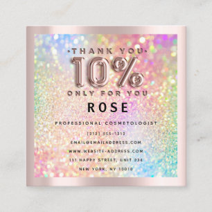 Rose 10% Off Discount Logo Holograph Glitter Lash Appointment Card