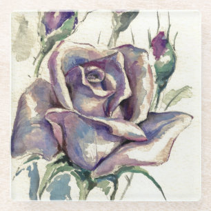 Rose 3 glass coaster