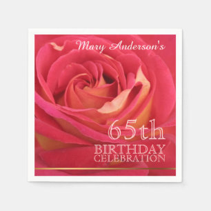 Rose 65th Birthday Celebration Paper Napkins -2-