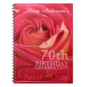Rose 70th Birthday Celebration Custom Guest Book