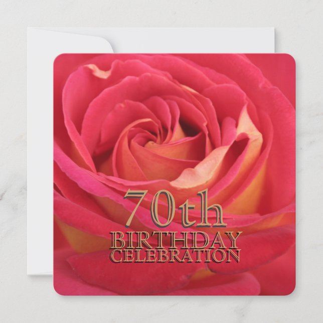 Rose 70th Birthday Celebration Custom Invitation (Front)