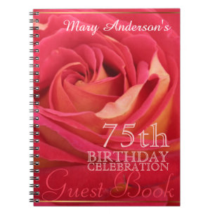 Rose 75th Birthday Celebration Custom Guest Book