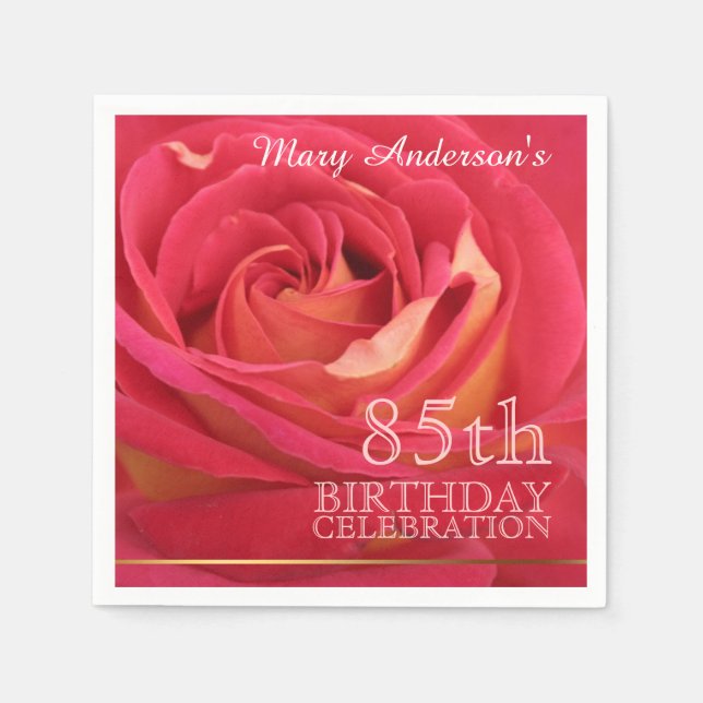 Rose 85th Birthday Celebration Paper Napkins -2- (Front)
