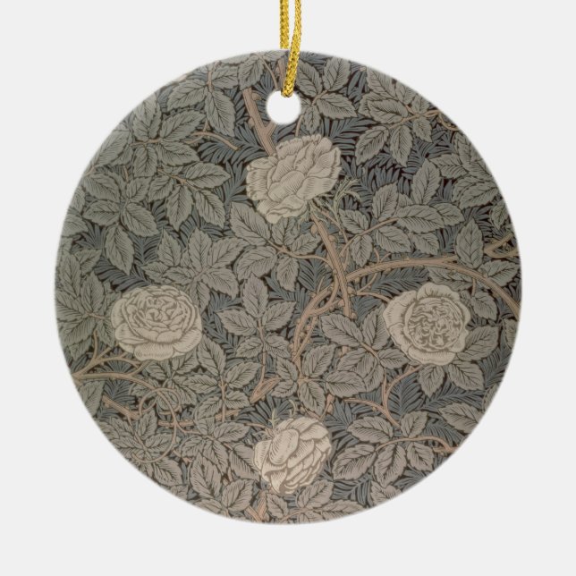 'Rose-90' wallpaper design Ceramic Tree Decoration (Front)