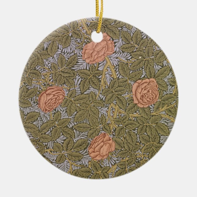 'Rose - 93' wallpaper design Ceramic Tree Decoration (Front)