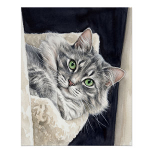 Rose a Cat with Striking Green Eyes Poster