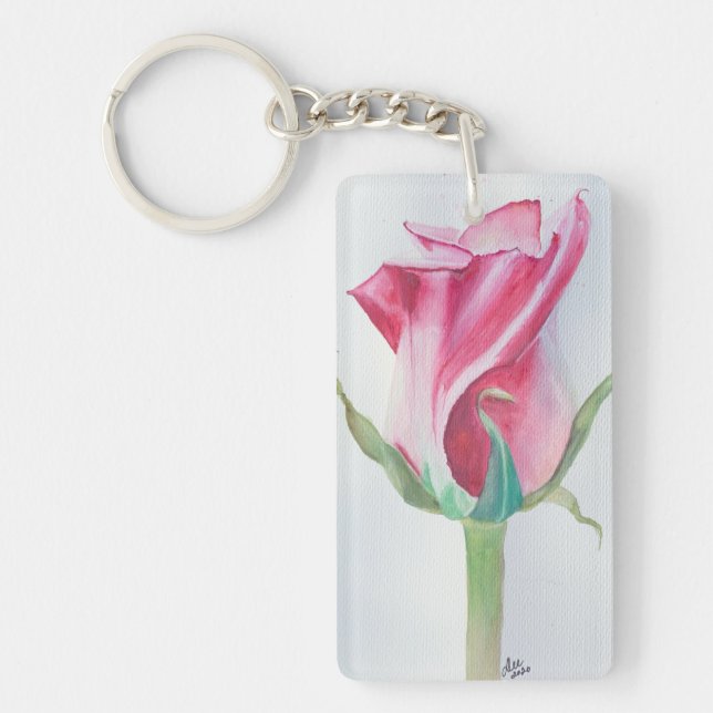 Rose Acrylic Keychain, (double-sided) Key Ring (Front)