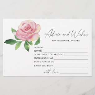 Rose - advice and wishes bridal shower stationery