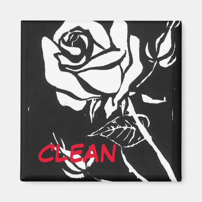 "Rose Alba" Clean Dishwasher Status Magnet (Front)