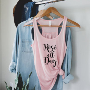Rose All Day Black Script Pink Womens Singlet