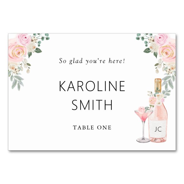 Rosé All Day Bridal Shower Table Number (Front)