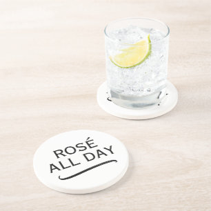 Rosé all day cool round sandstone drink coaster