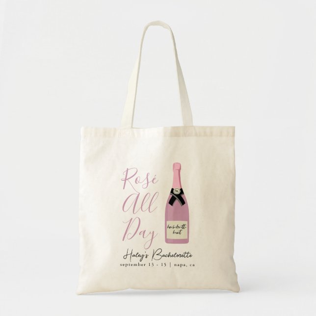 Rose All Day Napa Winery Bachelorette Tote Bag (Front)