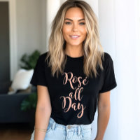 Rose All Day Rose Gold Script Black Womens