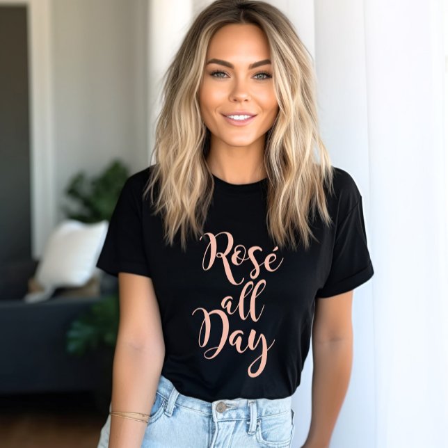 Rose All Day Rose Gold Script Black Womens Tri-Blend Shirt (Creator Uploaded)