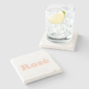 "Rose all day" Rose light pink white Stone Coaster