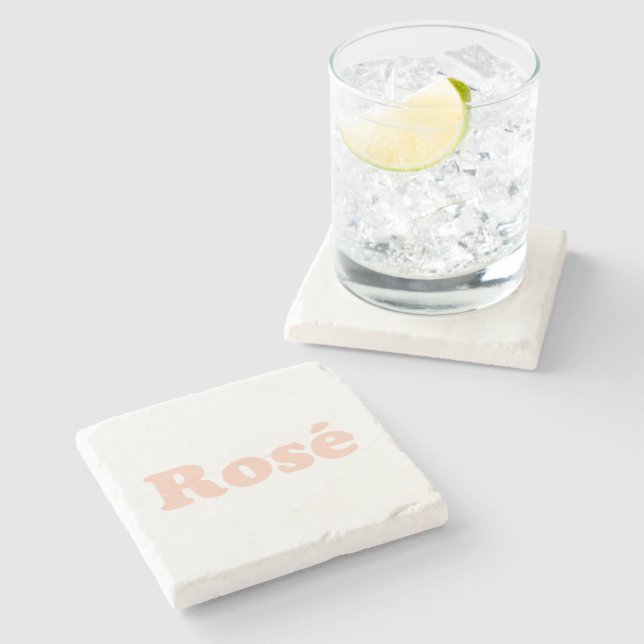 "Rose all day" Rose  light pink white Stone Coaster (Side)