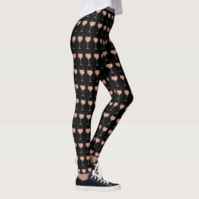 Rose All Day Rosé Wine Glass Patterned Leggings (Right)