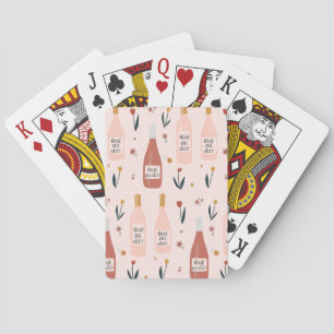 Rose All Day Wine Lovers on pink Playing Cards