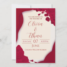 Rosé Amour Invitation - Red Floral Invitation