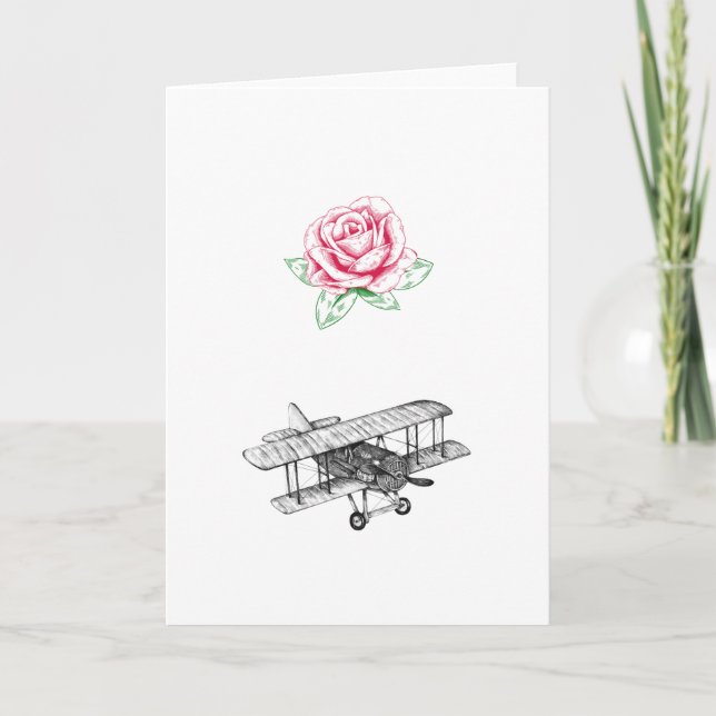 Rose and Aeroplane Card (Front)