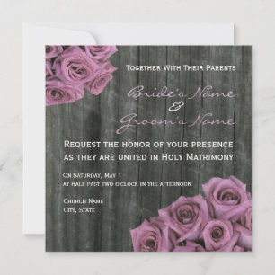 Rose and Barnwood Wedding Invitation
