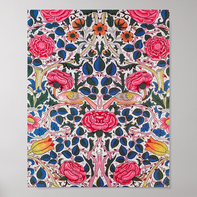 Rose and Bird, William Morris Poster (Front)