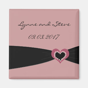 Rose and Black Ribbon Save the Date Magnet