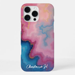 Rose and Blue Agate Texture iPhone 16 Pro Max Case