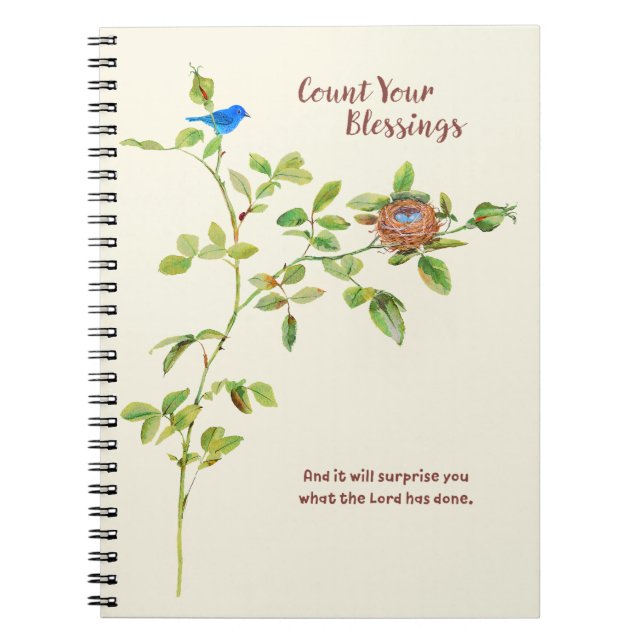 Rose and Bunting Gratitude Spiral Notebook (Front)