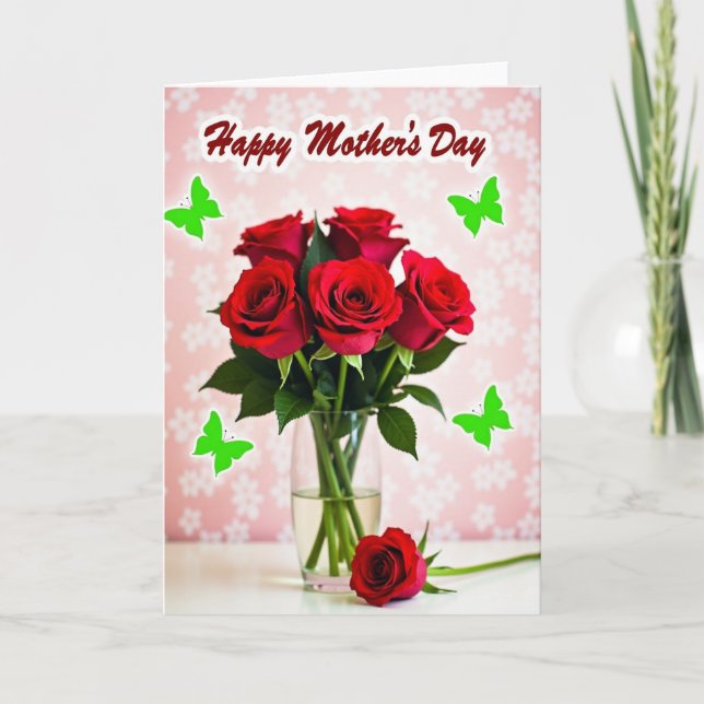 Rose And Butterfly Mothers Card (Front)
