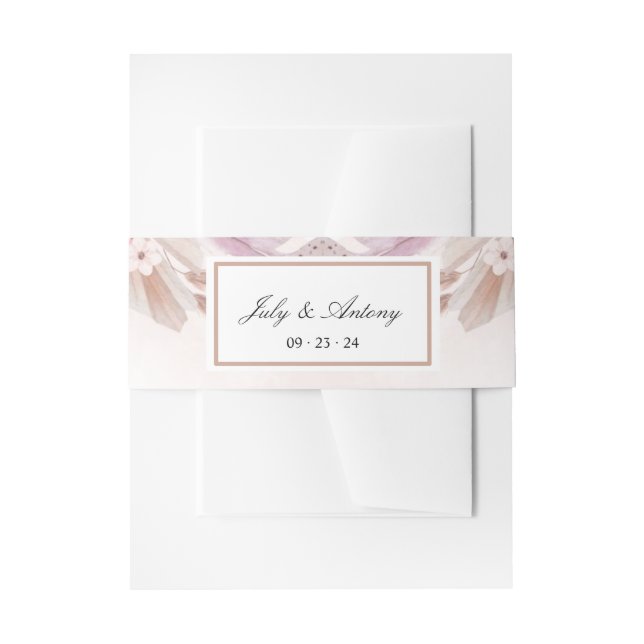 Rose and Champagne Boho Chic Wrap Invitation Belly Band (Front Example)