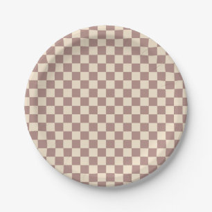 Rose and Champagne Chequerboard Paper Plate