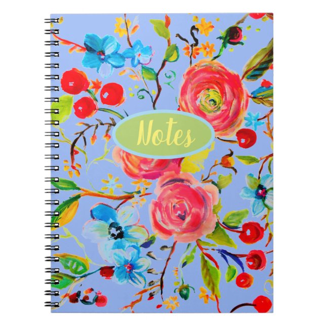 Rose and Cherry Blossom Periwinkle Notebook (Front)