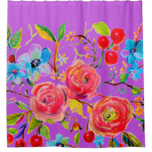 Rose and Cherry Purple 2.0 Shower Curtain