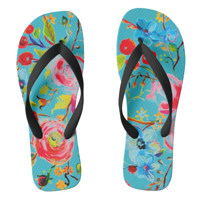 Rose and Cherry Turquoise Jandals (Footbed)