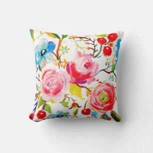 Rose and Cherry White Cushion