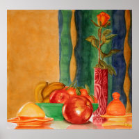 rose and fruits still life