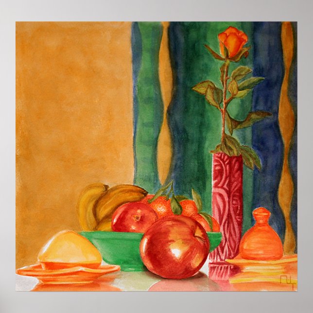 rose and fruits still life poster (Front)