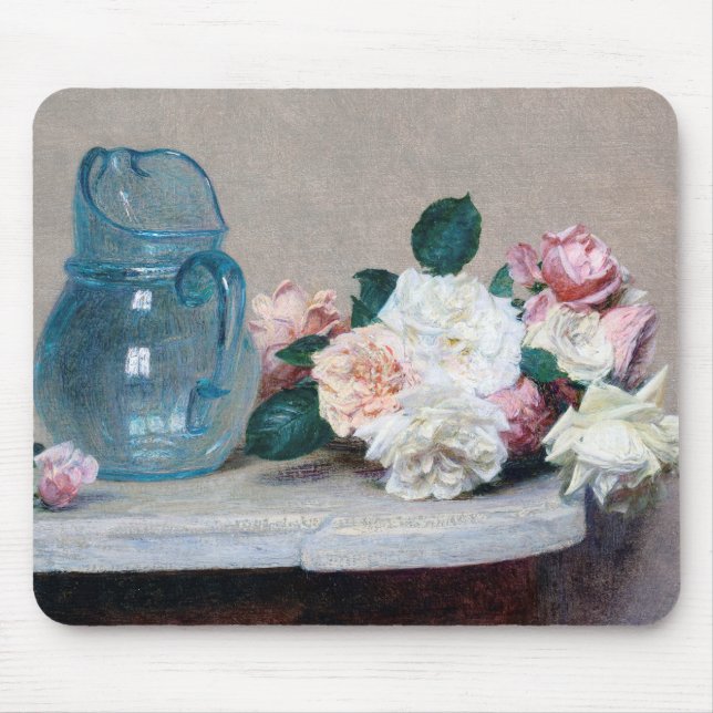 Rose and Glass Jug, Henri Fantin-Latour Mouse Pad (Front)