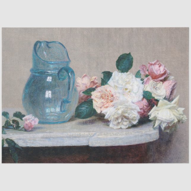 Rose and Glass Jug, Henri Fantin-Latour Tissue Paper (Front)