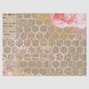 Rose and Gold Honeycomb Decoupage Tissue Paper
