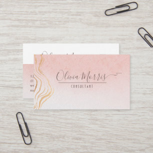 Rose and Gold Minimalist QR Code Professional Business Card
