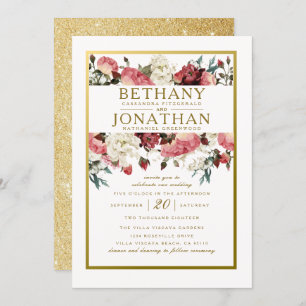 Rose and Gold Wedding Invitation