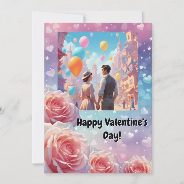 Rose and Hearts Valentine’s Day Card (Front)