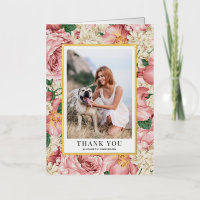 Rose and Hydrangea Graduation Photo Thank You