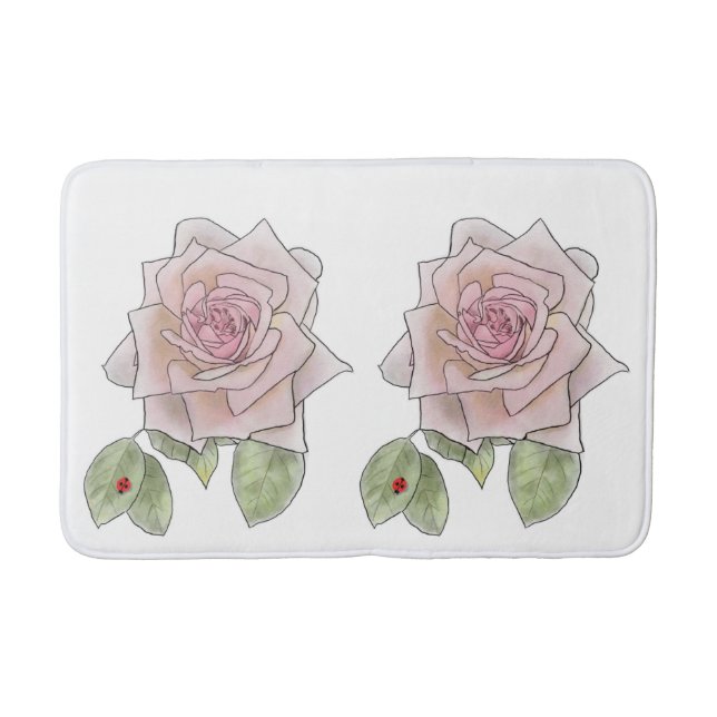 Rose and Ladybird Bath Mat (Front)