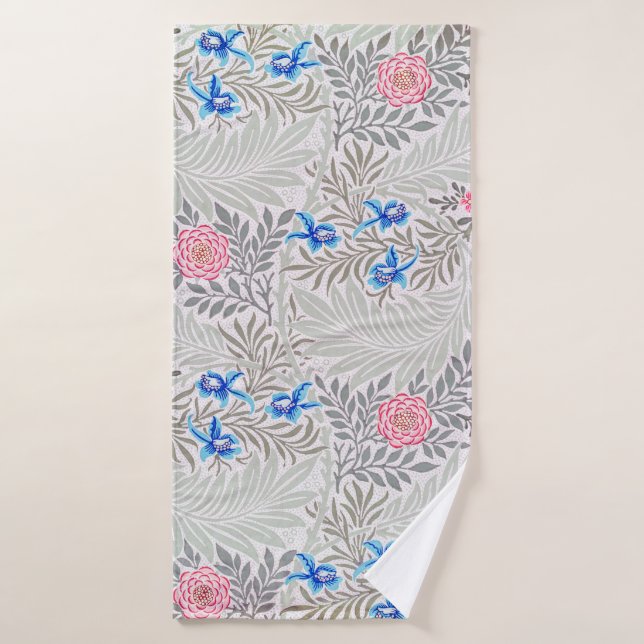 Rose and Larkspur, William Morris Bath Towel (Bath Towel)