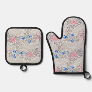 Rose and Larkspur, William Morris Oven Mitt & Pot Holder Set